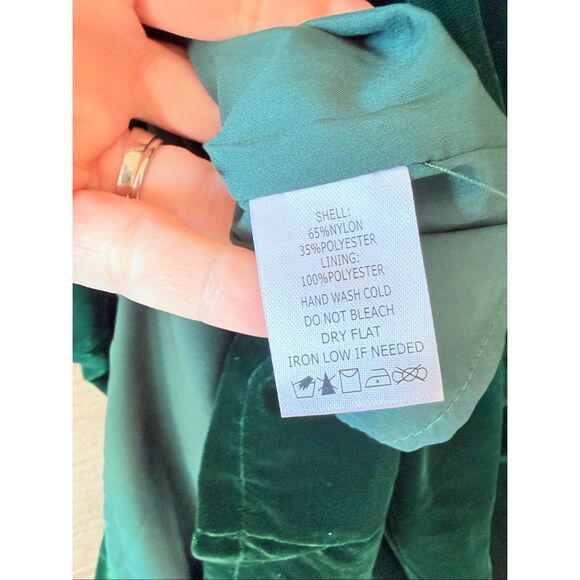 NWT Peach Love California Tarin Velvet Bow Dress in Green Size Small - Picture 9 of 9